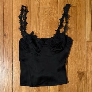 Reformation Black Satin Top